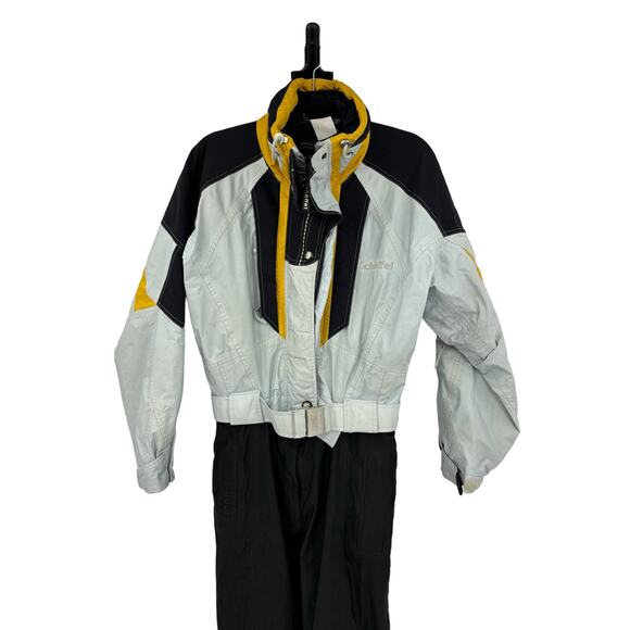 Schöffel Ski Snow Suit Womens 10 Gore-Tex Power Gray Black Belted Vintage - Picture 3 of 16